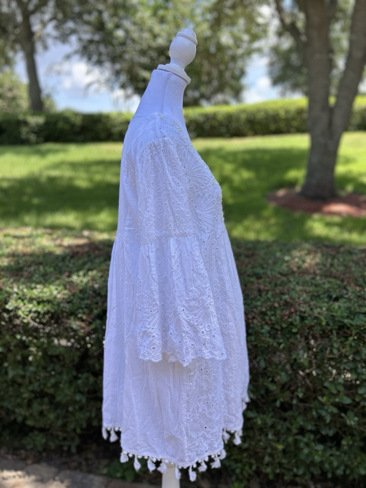 Antica Sartoria 2024 White Beaded V Neck Dress Nwt O/S Gorgeous