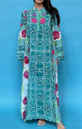 ANTICA SARTORIA AQUA & WHITE ROSES LONG DRESS MUMU/KAFTAN NWT L/XL LAST ONE