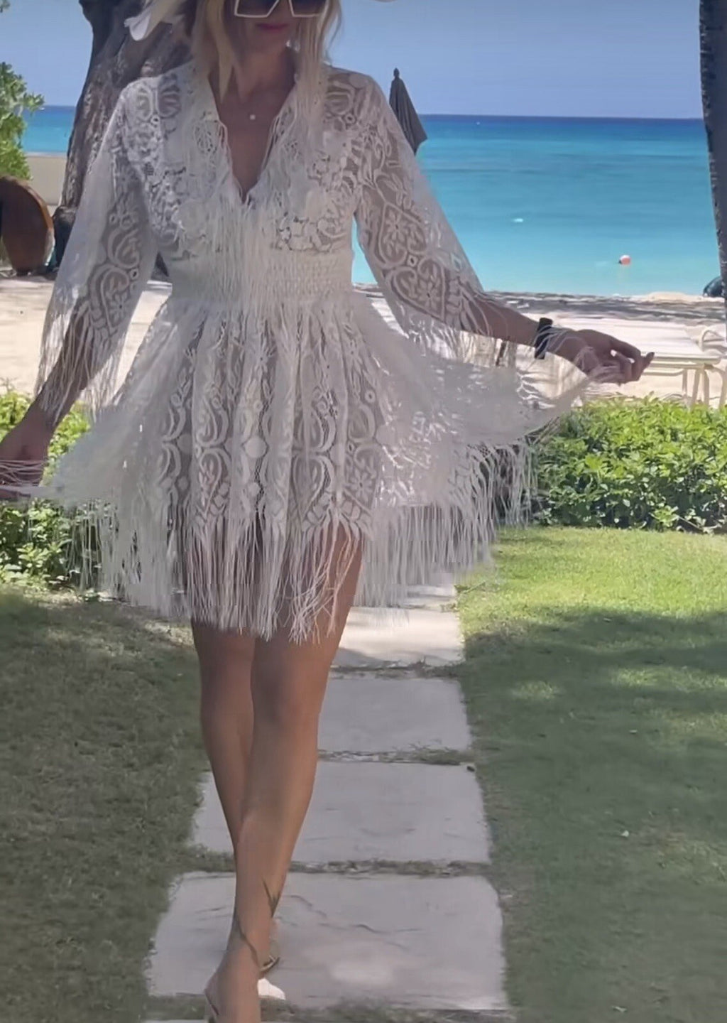 Antica Sartoria 2024 White Short Fringe Lace Dress 🤍🤍