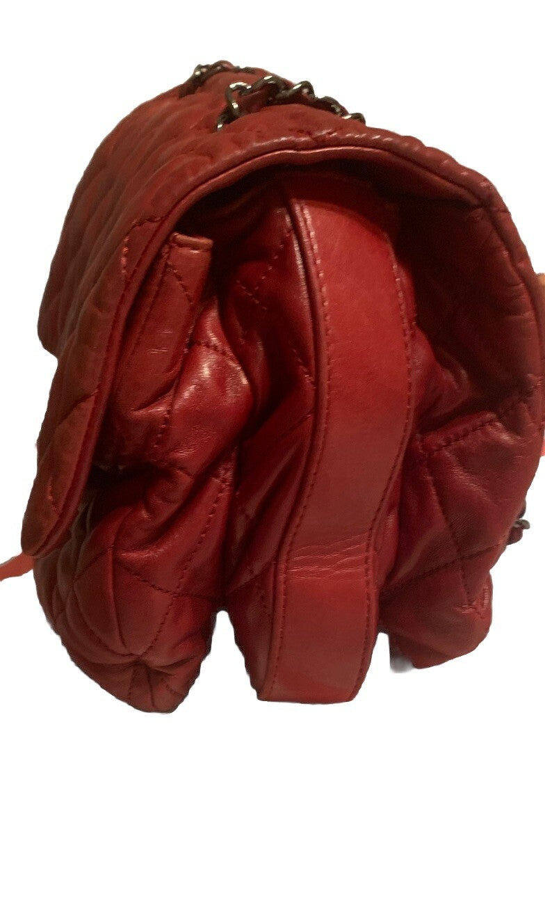 CHANEL ACCORDION FLAP BAG Burgundy In Quilted Leather