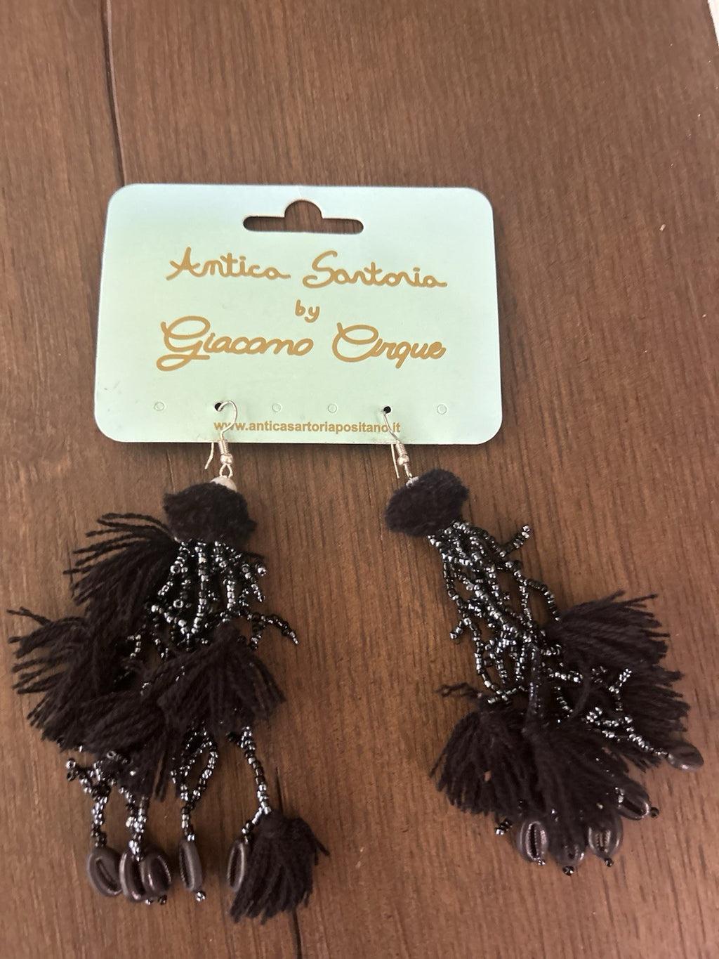 Antica Sartoria Gorgeous Black Beaded Earrings & Necklace Set NWT