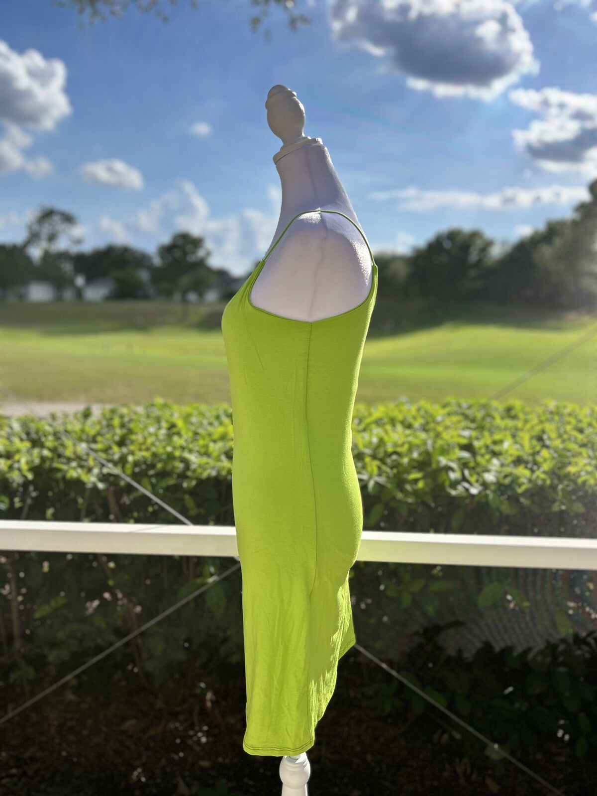 Italian Style Slip Dress 95% Viscose 5% Elastan Hard To Find Lime Green