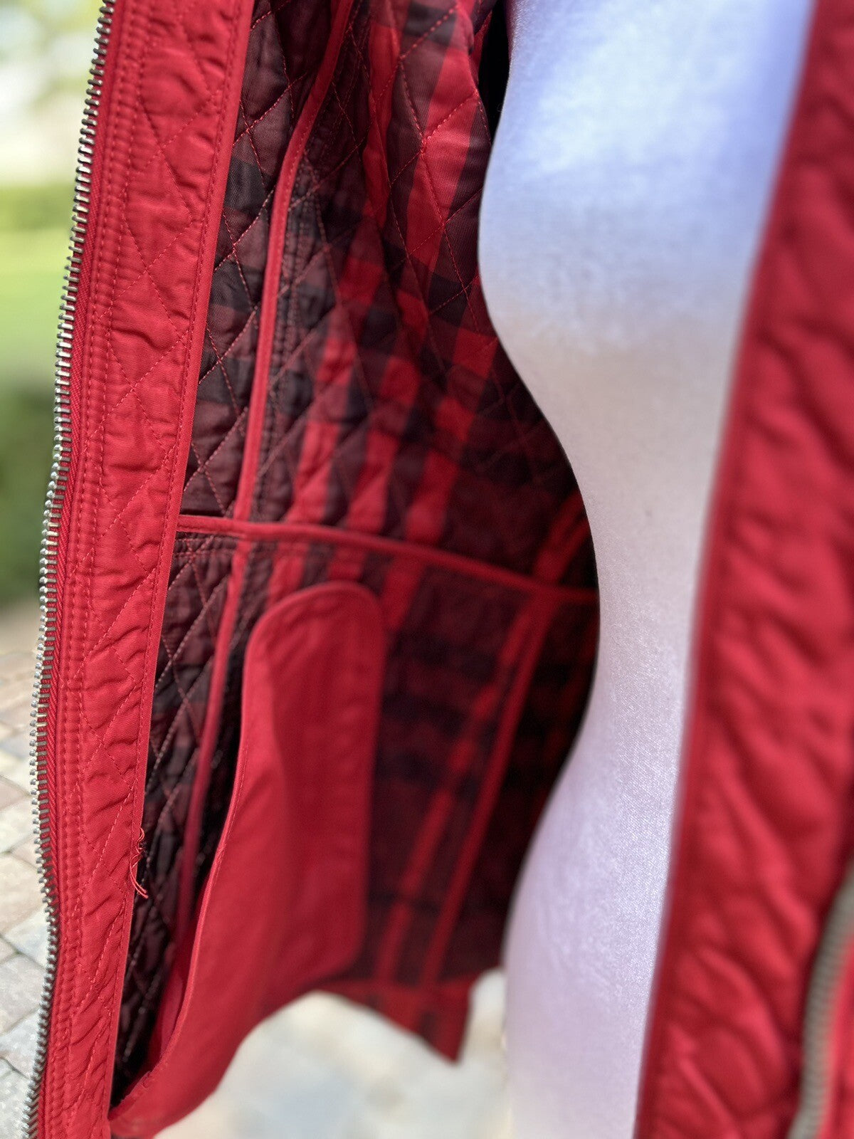 Women Burberry Checks Red Jacket Size 8 Zipper