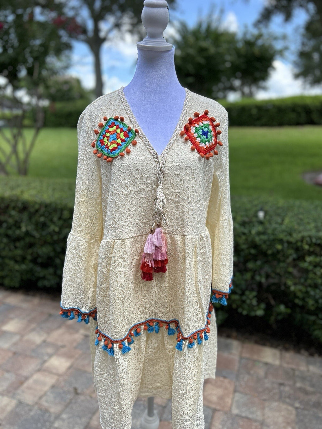 Made In Italy Like Antica Sartoria Gorgeous Nude Color Dress Embroidered Medium