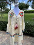 Made In Italy Like Antica Sartoria Gorgeous Nude Color Dress Embroidered Medium