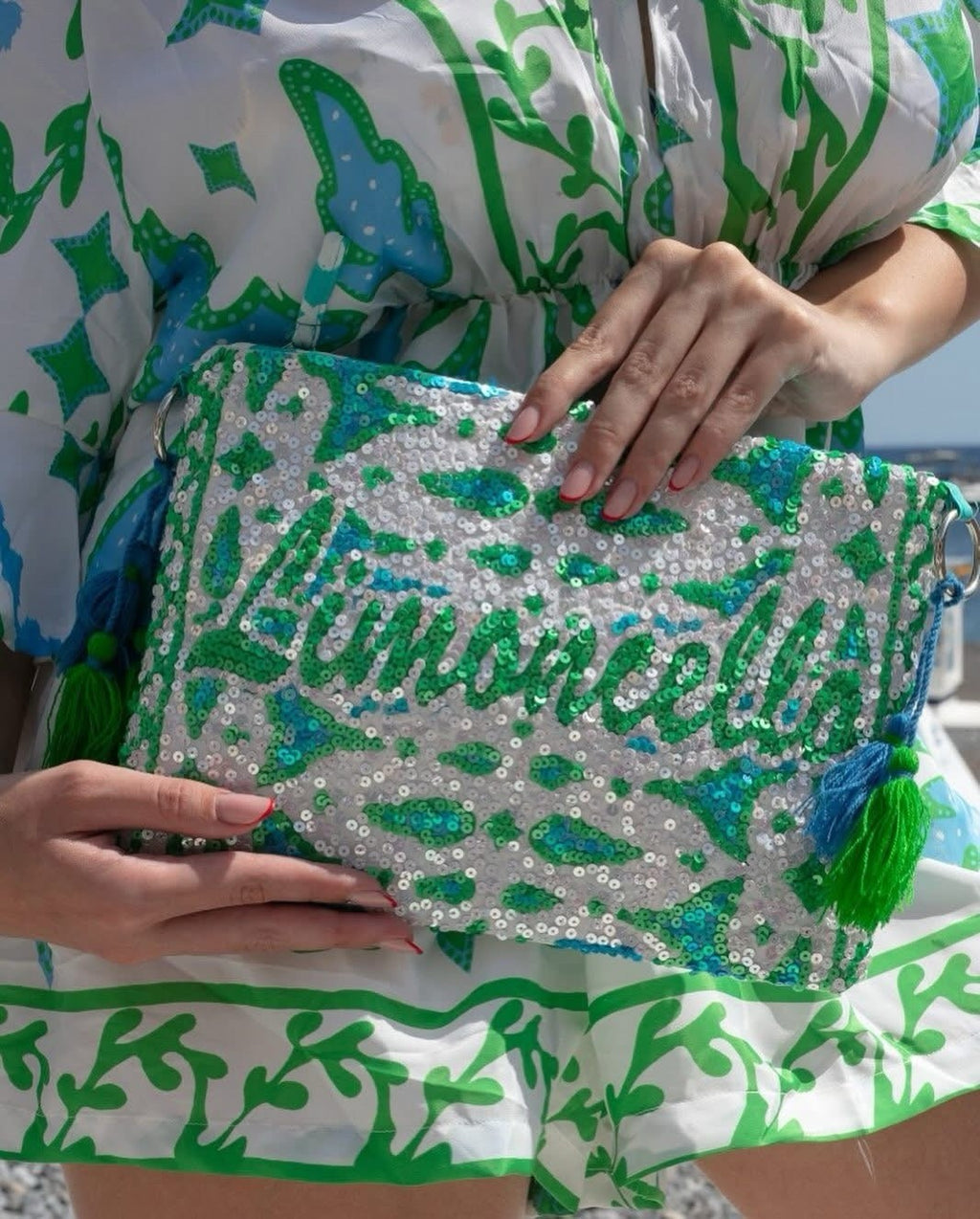 Antica Sartoria 2025 Limoncello Beaded Aqua Clutch 2025 NWT