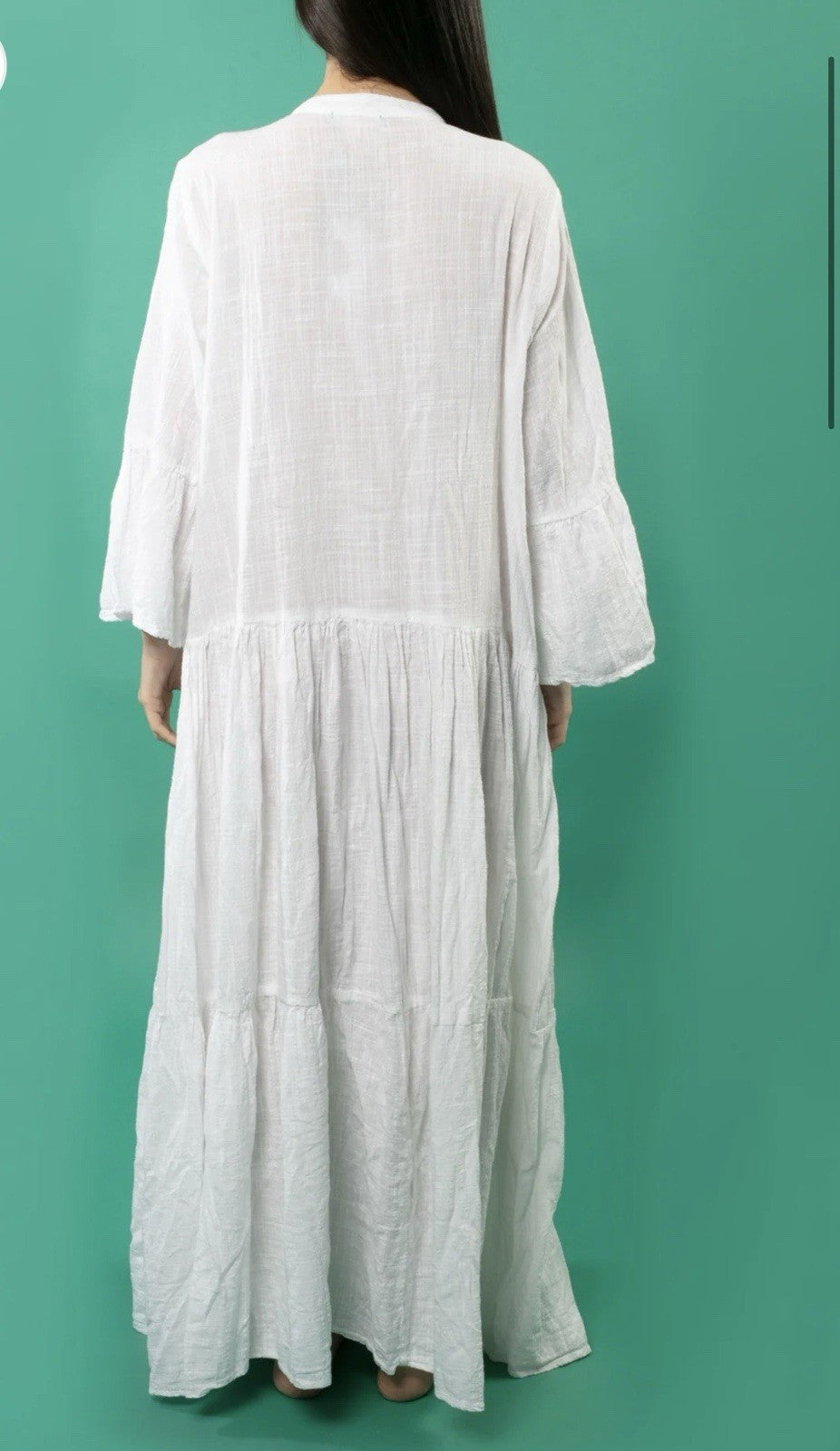 Antics Sartorial 2024 White Linen Cotton Long Sleeve Dress NWT O/S