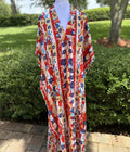 Antica Sartoria Red White & Blue Stripe & Flower Kimono Mumu NWT O/S
