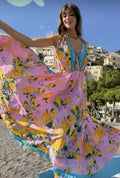 Antica Sartoria 2026 Pink Blue & Lemon Strappy Long Dress Nwt O/S