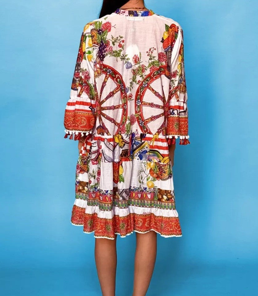 Antica Sartoria 2024 Scillian Wheel & Knights White Red Dress Beautiful NWT O/S