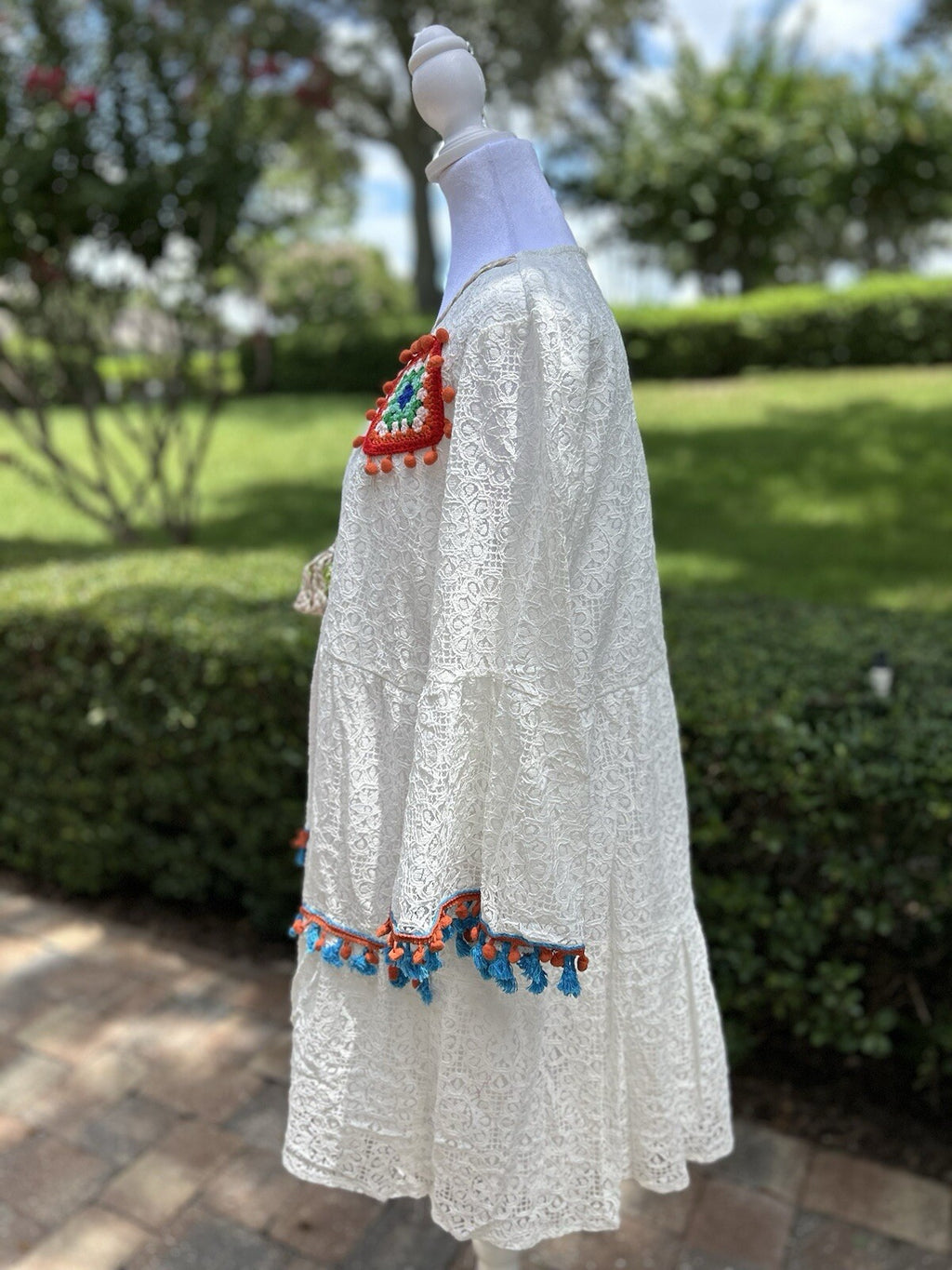 Made In Italy Like Antica Sartoria Beautiful Embroidered White Lace Like Dress L