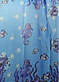 ANTICA SARTORIA 2024 BLUE FISH SEAHORSES SCARF POLY CHIFFON 40x70 NWT