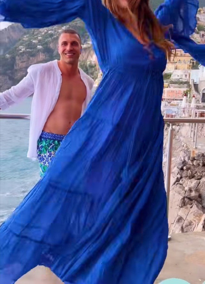 Antica Sartoria 2025 Blue Flare Long Dress Gorgeous NWT O/S