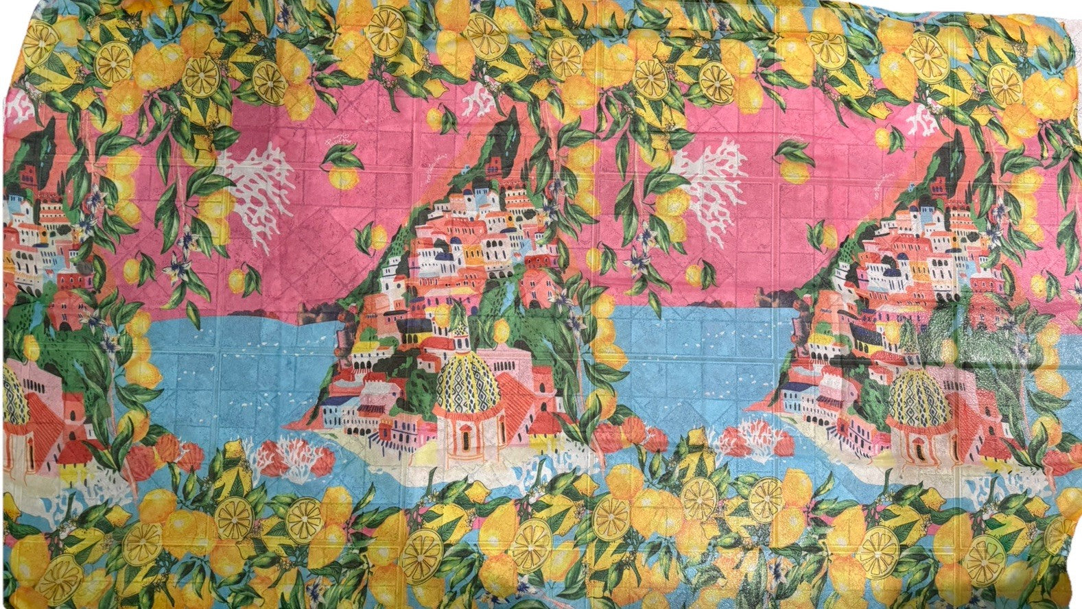 Antica Sartoria 2026 Positano Pink Colorful Poly Chiffon Sarong Scarf  NWT