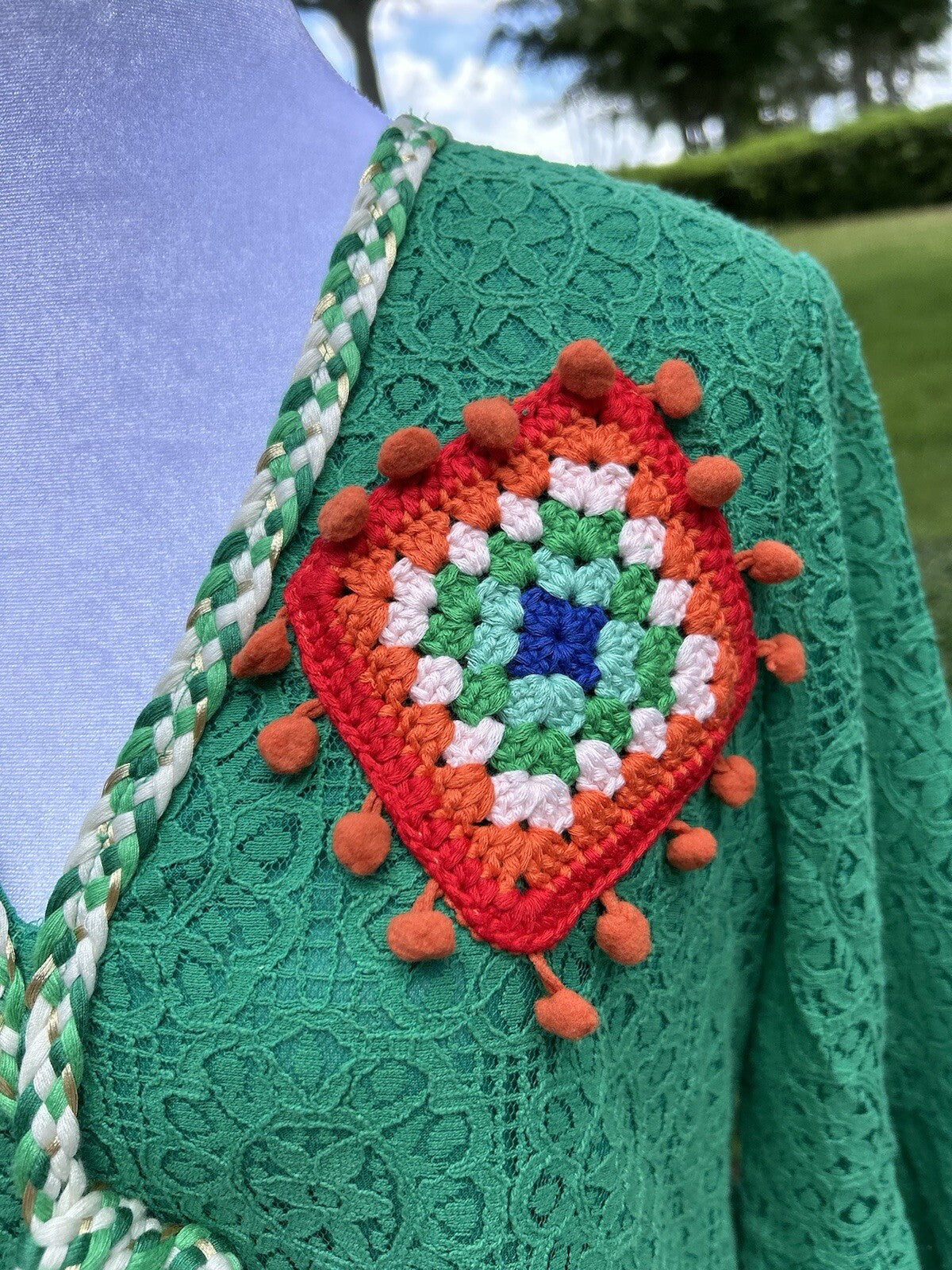 Made In Italy Dress Like Antica Sartoria Embroidered Gorgeous Green M