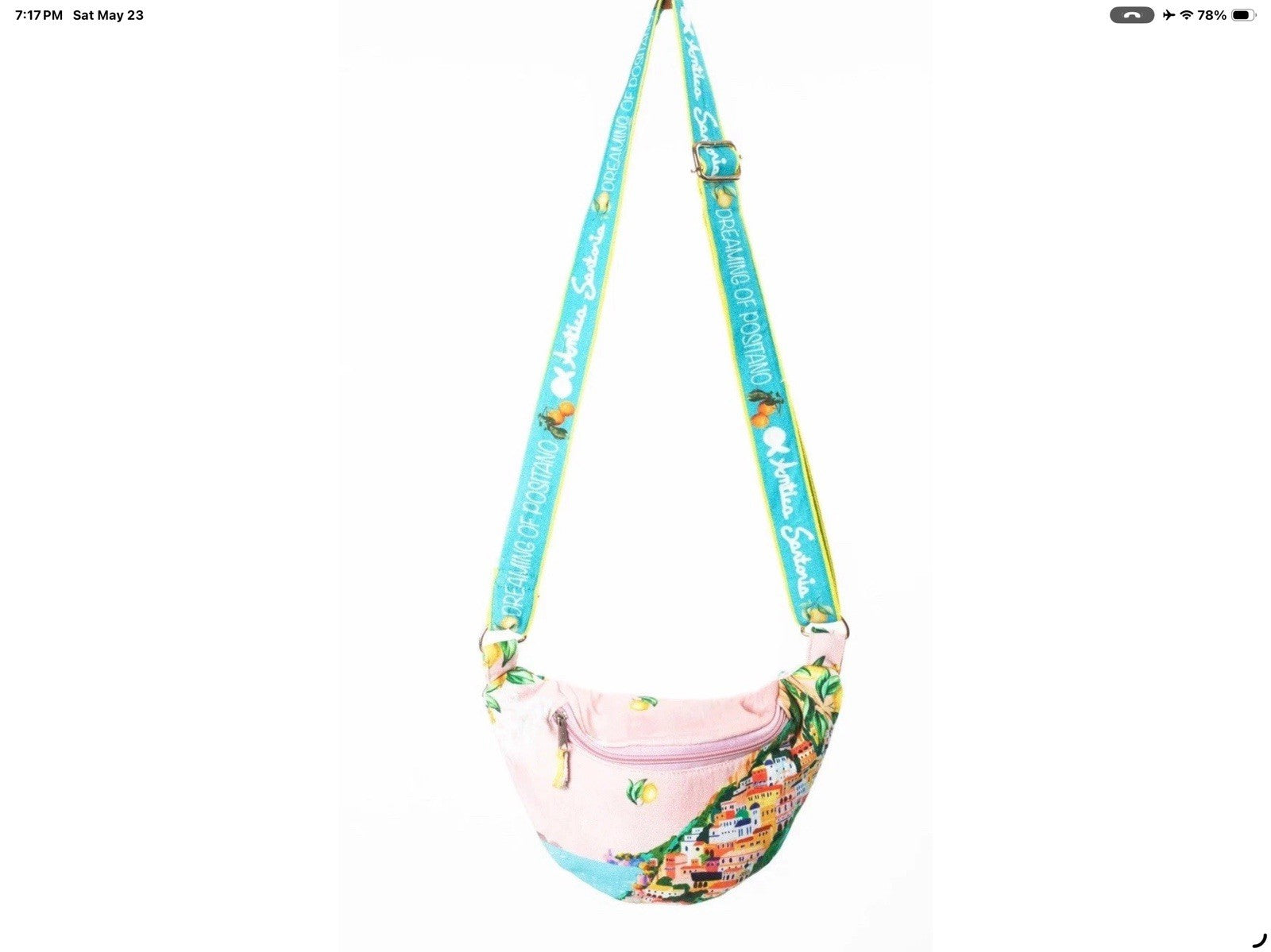 Antica Sartoria Aqua White Adjustable Strap Pouch Bag Beach Nwt