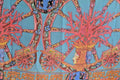 ANTICA SARTORIA BLUE RED SICILIAN WHEEL CORAL SCARF 40x70 NWT Pollychiffon