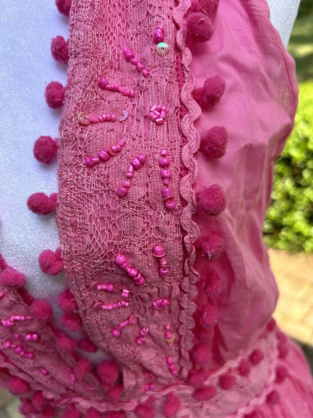 Antica Sartoria Pink Lace Beads Halter Top Backless Dress Nwt O/S