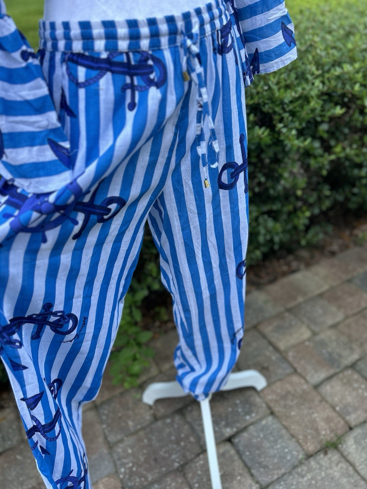 Antica Sartoria 2025 Blue & White Pants Top 2 Pc Set NWT