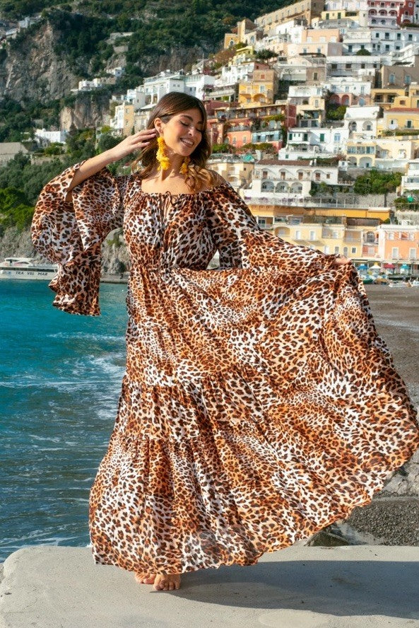 Antica Sartoria 2026 Leopard Of Shoulder Long Gorgeous Dress Nwt O/S