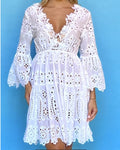ANTICA SARTORIA 2024 WHITE LOVELY V NECK FLOWERS DRESS NWT ONE SIZE
