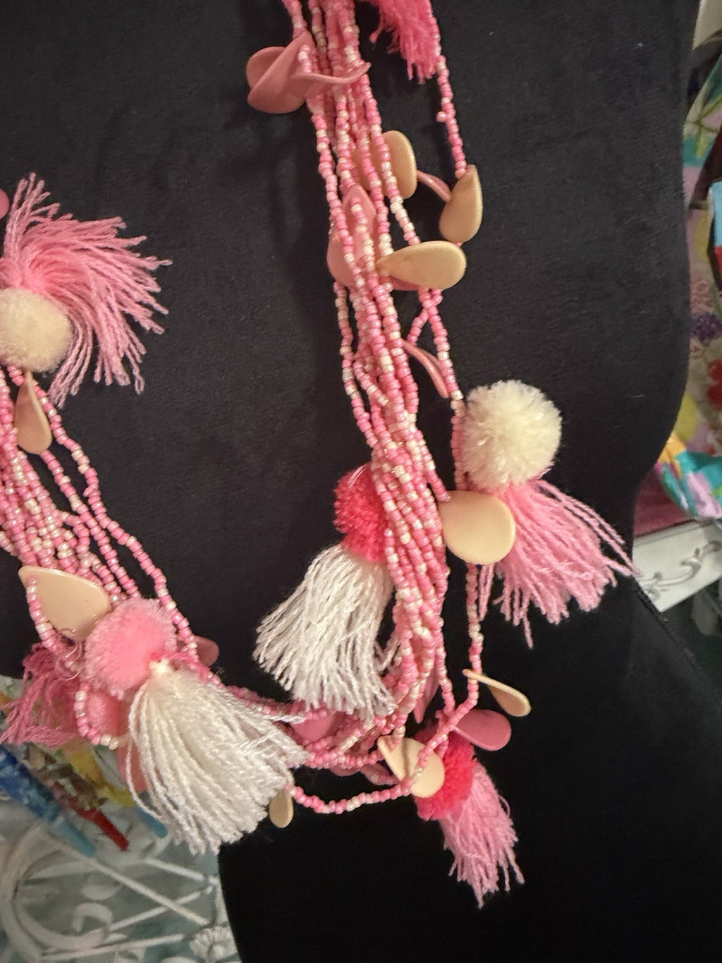 Antica Sartoria 2024 Pink Pompom Beaded Necklace Nwt