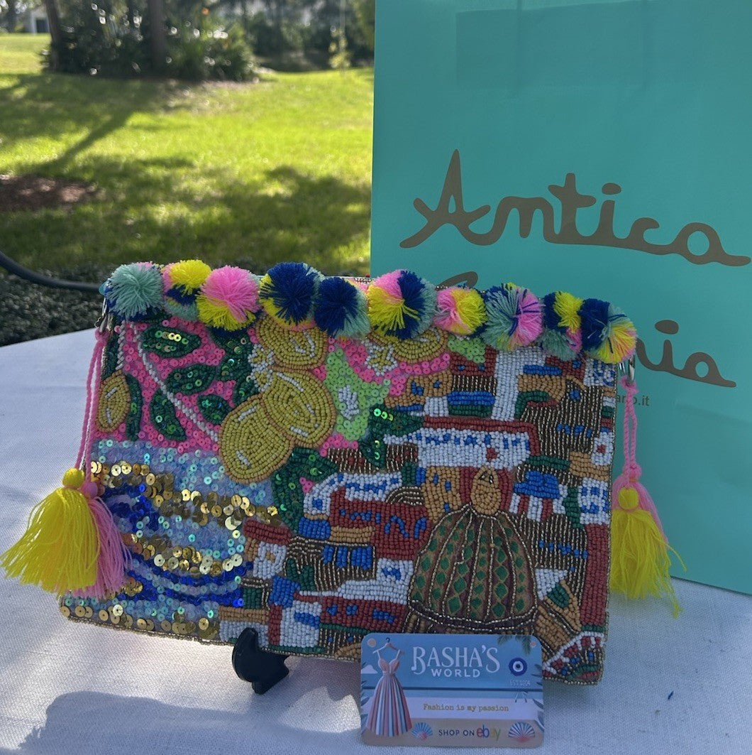 Antica Sartoria Capri By The Sea Beaded Bag Clutch Gorgeous Nwt