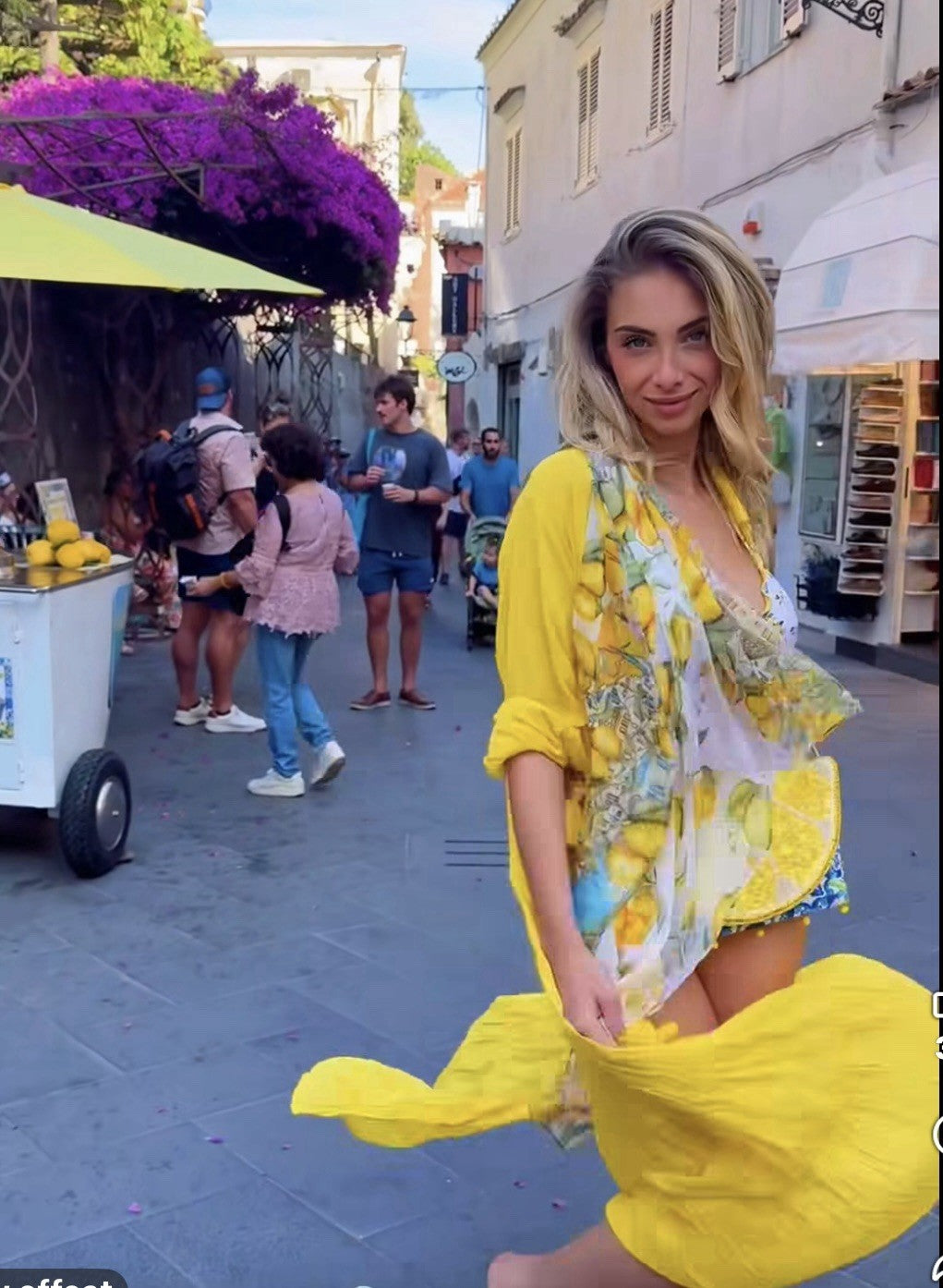 ANTICA SARTORIA 2025 YELLOW BUTTON DOWN LONG DRESS/MUMU KAFTAN NWT O/S