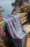 Antica Sartoria 2026 Aqua Purple Scarf Coral Print NWT 40x70 Cotton