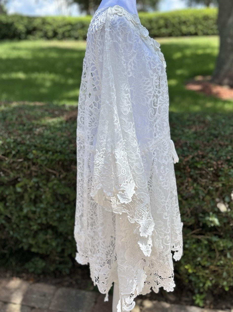Antica Sartoria 2024 White Lace Knitted Kaftan Mumu Gorgeous NWT O/S