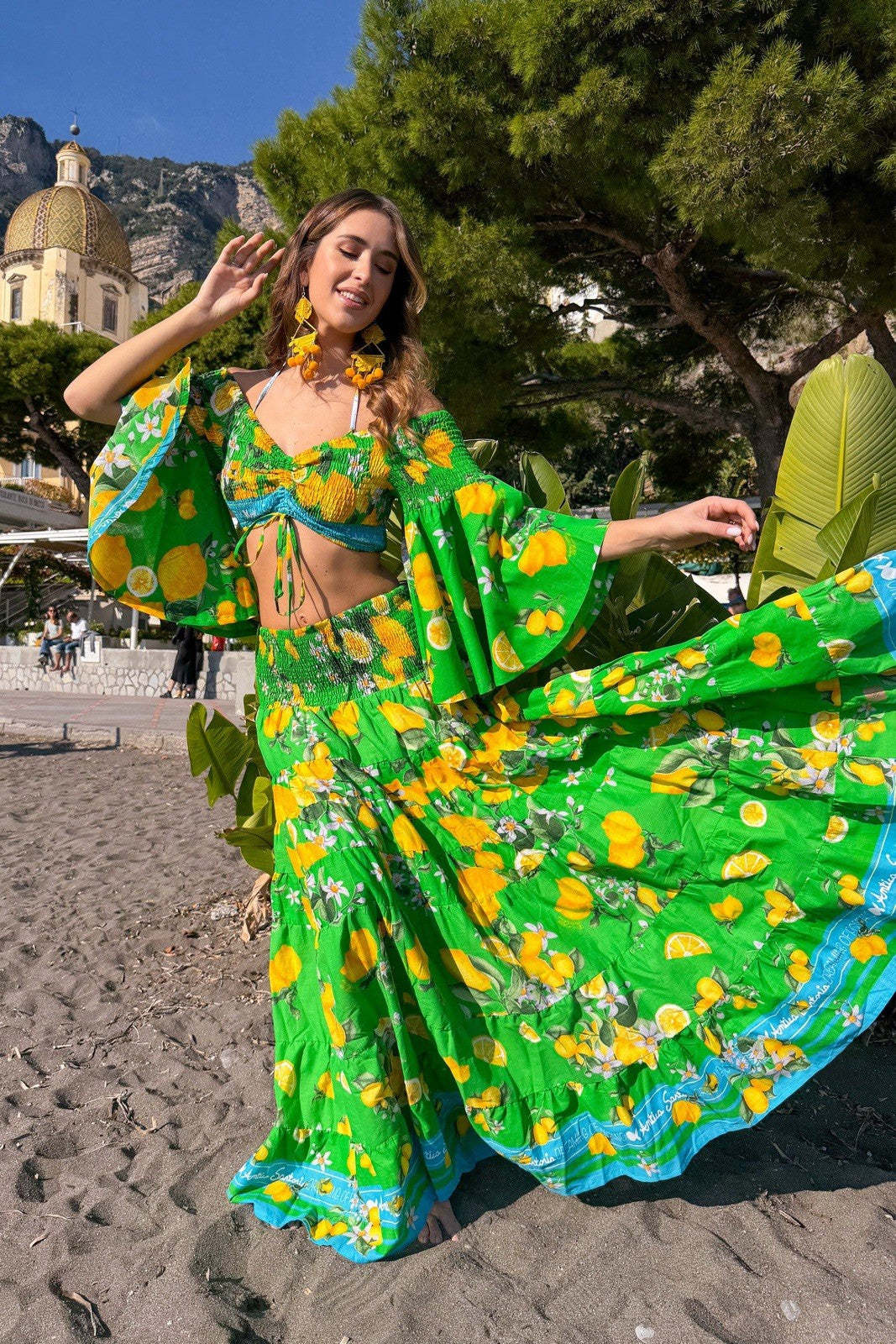 Antica Sartoria 2026 Gorgeous Green Lemon Skirt Top Set  NWT O/S