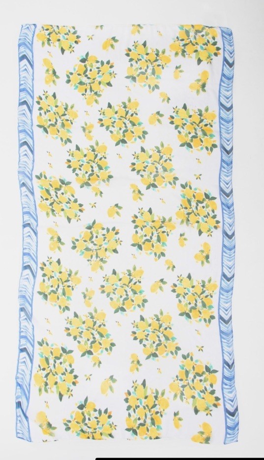 ANTICA SARTORIA 2025 WHITE WITH LEMONS COTTON SCARF 40x70