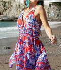 Antica Sartoria 2026 White Red & Blue Halter Like Dress Nwt O/S