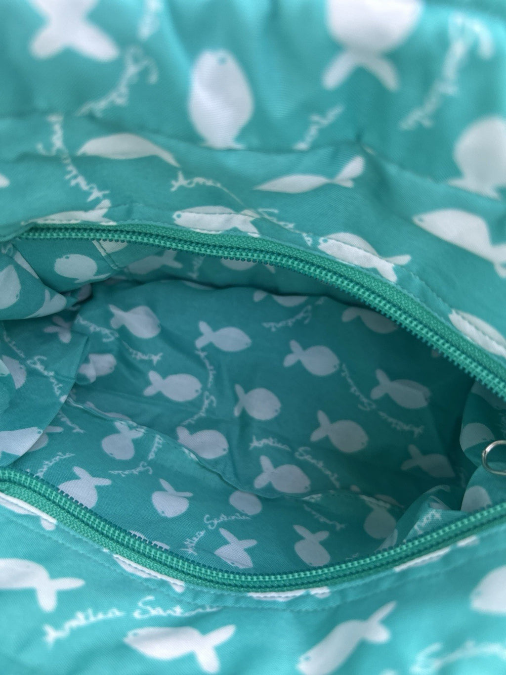 Antica Sartoria 2025 Lemon Turquise White Striped Tote Zipper Bag NWT