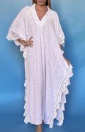 ANTICA SARTORIA White With Beading Long Kaftan /dress /mumu Beautiful NWT OS/XXL