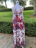 ANTICA SARTORIA 2024 STARFISH & CORAL RED SLEEVELESS LOVELY LONG DRESS NWT O/S