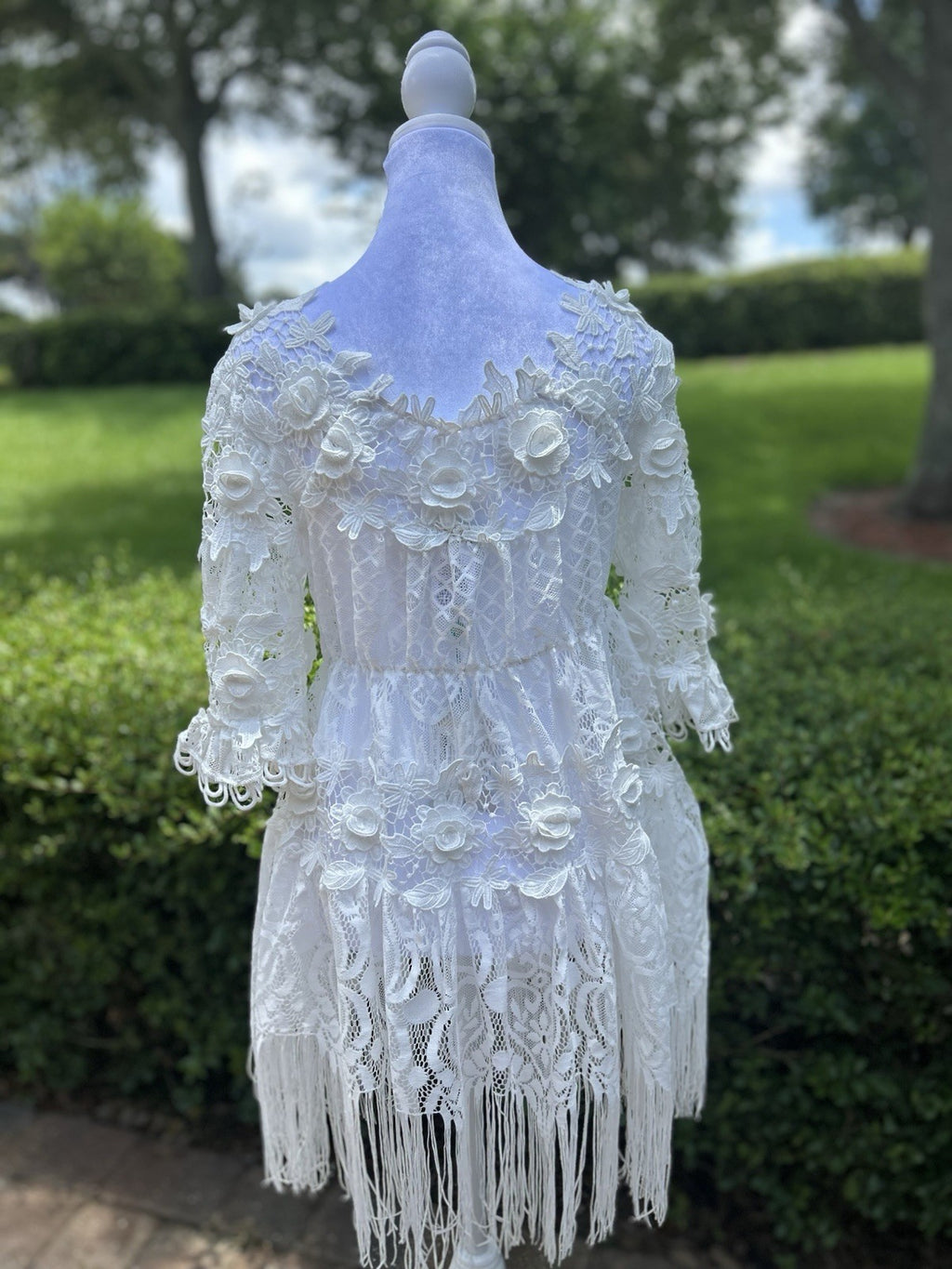 Antica Sartoria White Lace Embossed Flowers Dress BEAUTIFUL NWT O/S