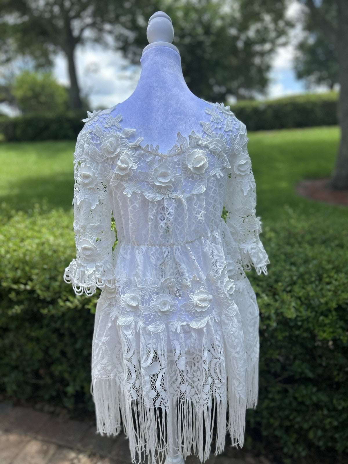 Antica Sartoria White Lace Embossed Flowers Dress BEAUTIFUL NWT O/S