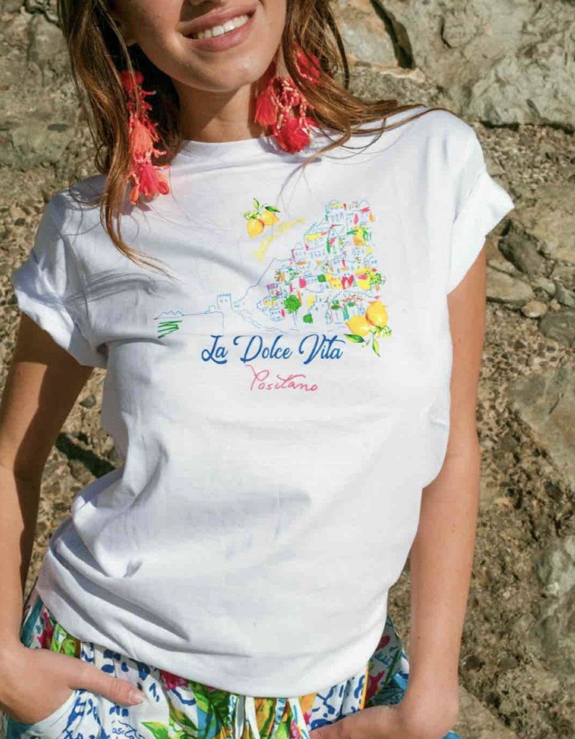 Antica Sartoria 2026 Positano Roses Pants O/S  La Dolce Vita T Shirt M NWT