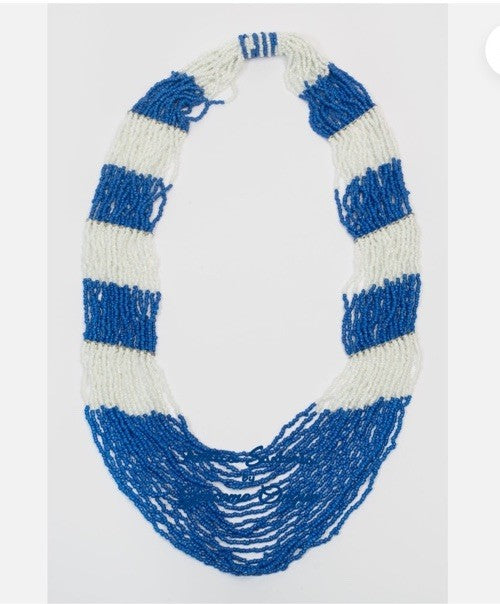 ANTICA SARTORIA 2025 WHITE AND BLUE BEADED LOVELY NECKLACE NWT