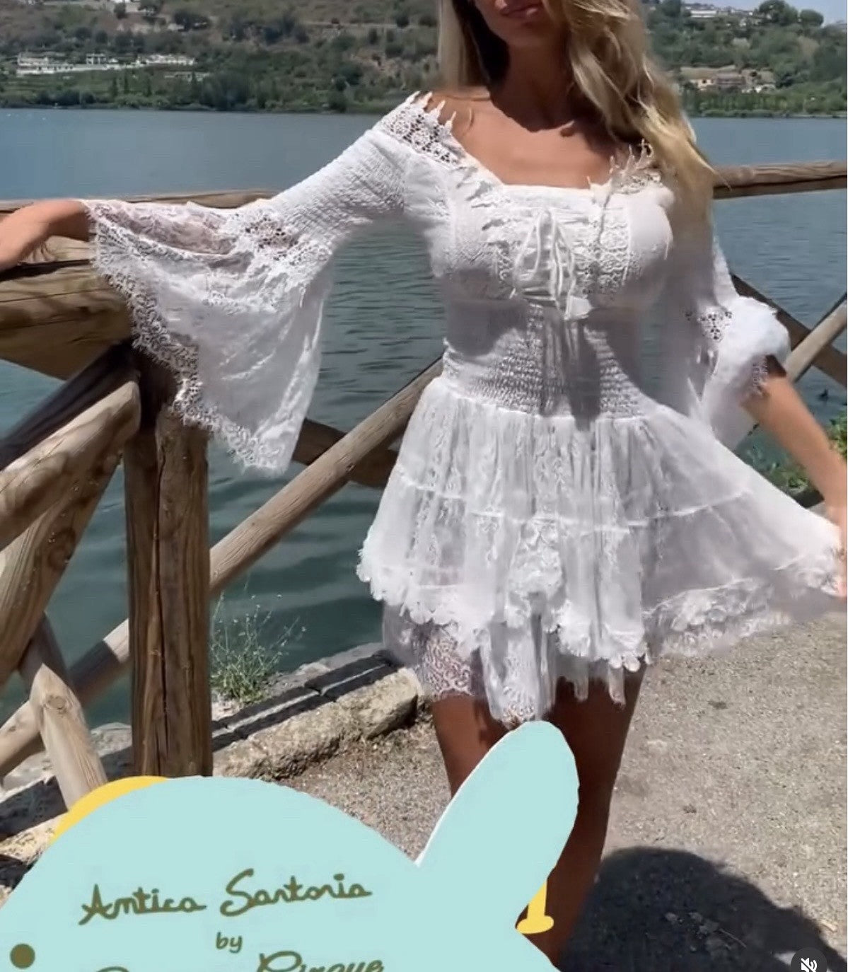 Antica Sartoria Gorgeous Whit Off Shoulder Short Lace Dress Nwt O/S