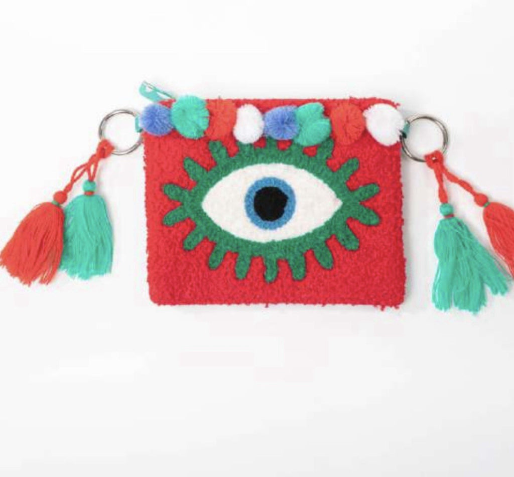 Antica Sartoria 2025 Red Terry & POMPOM Eye Mini Clutch Nwt