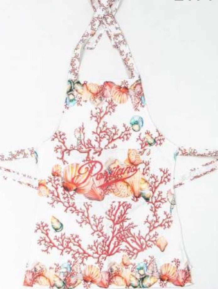 Antica Sartoria 2025 Coral & Sea Shell Apron & Mitten Great Gift Nwt