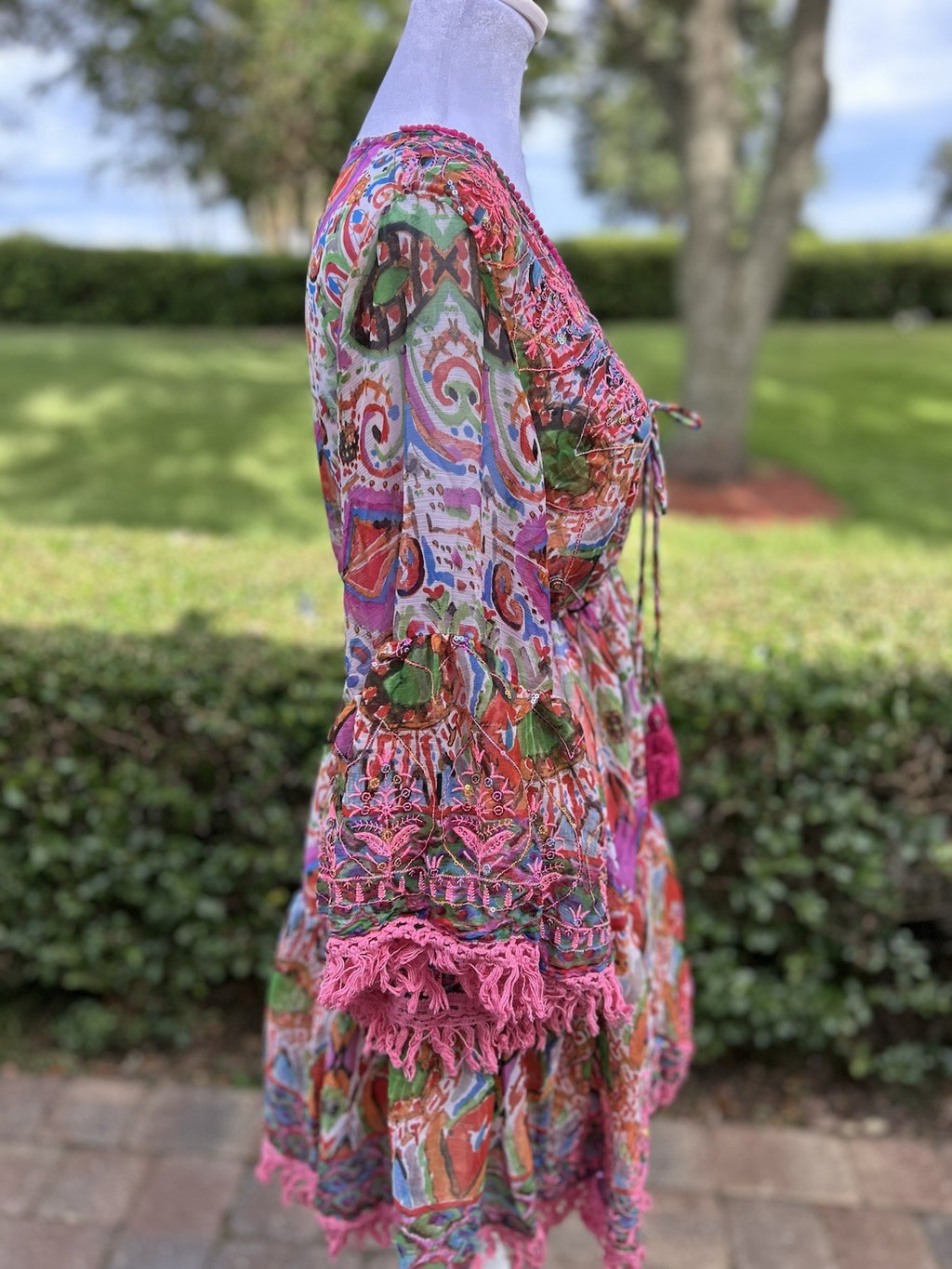 Antica Sartoria 2024 Pink Green Gorgeous Colors Chiffon Dress NWT O/S