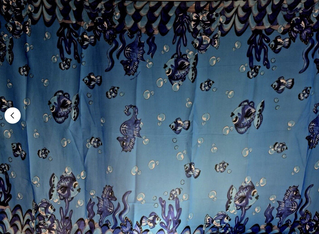 ANTICA SARTORIA 2024 BLUE FISH SEAHORSES SCARF POLY CHIFFON 40x70 NWT