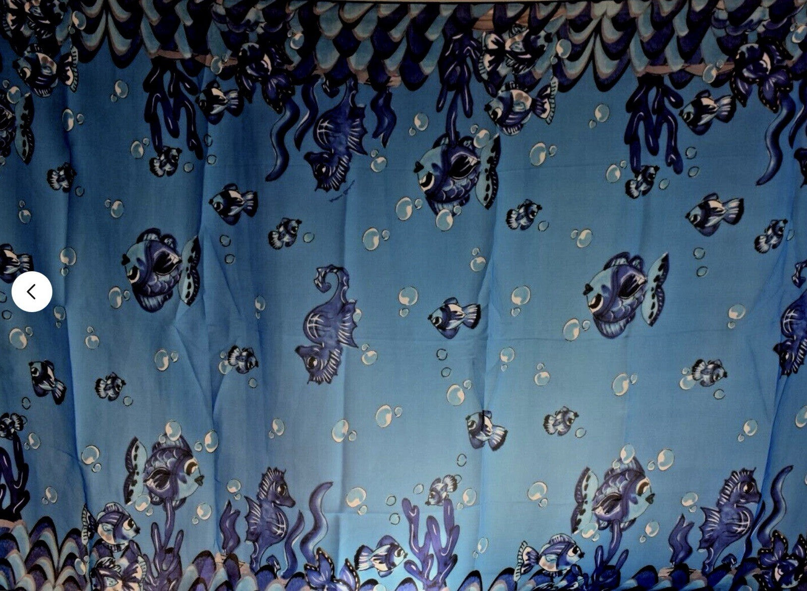 ANTICA SARTORIA 2024 BLUE FISH SEAHORSES SCARF POLY CHIFFON 40x70 NWT