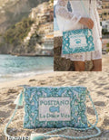 Antica Sartoria 2026 Aqua White Positano Beaded  Clutch Bag Gorgeous Blue