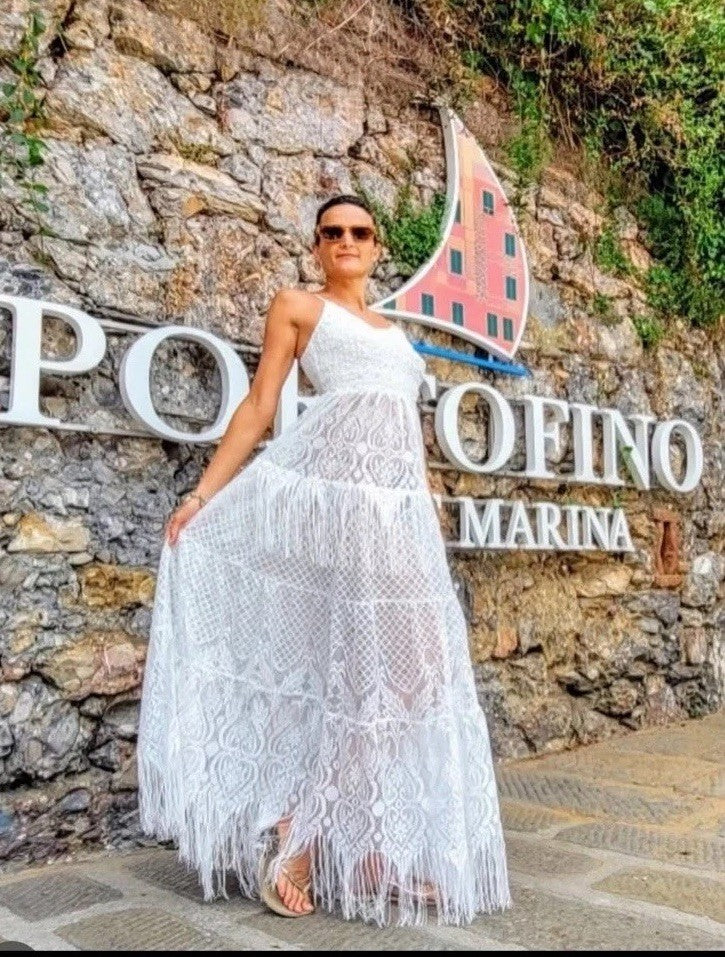 Antica Sartoria 2024 Gorgeous White Smoked Top And Lace Dress NWT O/S