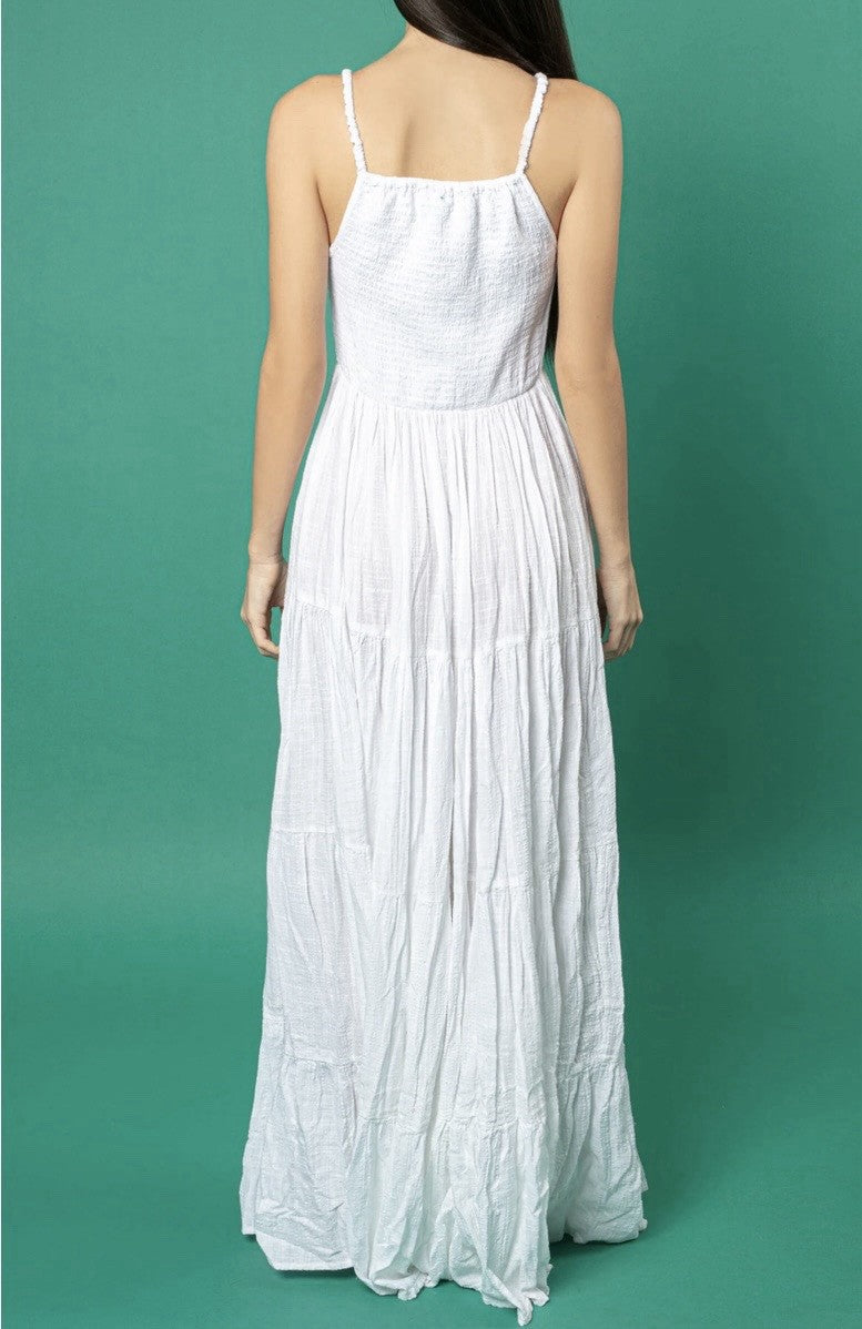 Antics Sartorial 2025 White Smocked Top Linen Cotton long Dress NWT O/S