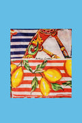 ANTICA SARTORIA 2022 SICILIAN WHEELS BEAUTIFUL FUN SCARF Cotton 40x70 INCHES NWT